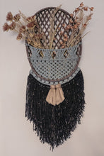Load image into Gallery viewer, Macrame boho basket wall hanging
