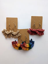 Load image into Gallery viewer, Handmade macrame fringe earrings
