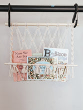 Load image into Gallery viewer, Boho handmade macrame book/toy holder
